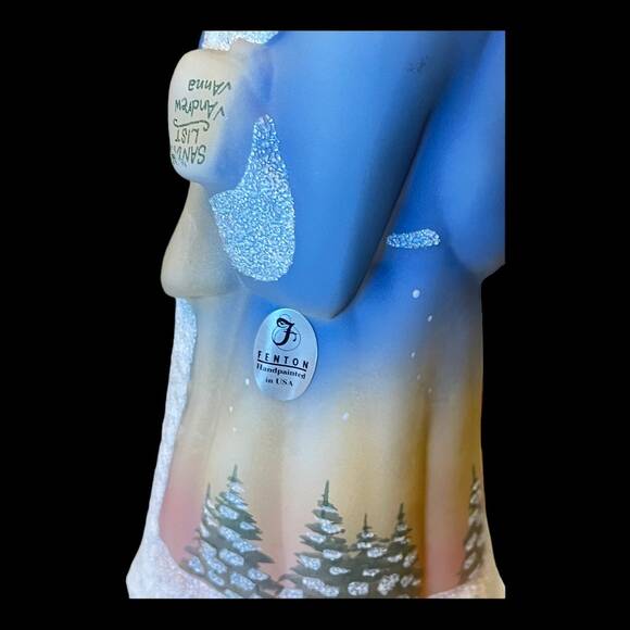 Limited Edition Signed FENTON Satin Glass 8" SANTA FIGURINE 'Santa's List' #4738 - Picture 7 of 8